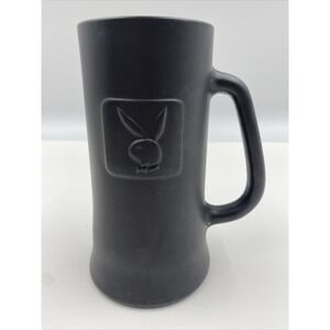 Playboy Bunny Ceramic Beer Stein Mug Matte Black Embossed Logo Tall